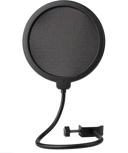 Image of Techtest Microphone Pop Filter Windscreen Shield with Dual Layer Mesh & Gooseneck Clamp for Studio Recording, Broadcasting, Streaming, Vocal Singing, Podcasting, Gaming, Speech Mic Pop Guard Accessory