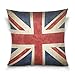 Funda De Almohada Vintage Reino Unido Bandera Union Jack Inglés Inglaterra Almohada Caso Sencillo Throw Pillow Case Primavera Funda De Almohada para Cojín 45X45Cm para Sala De Estar, Cama, Patio