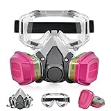 caKentr Half Face Respirator Mask with Filters - Reusable Elastomeric Respirators with Goggles - Epoxy Resin Spray Paint Mask for Painting Dust Solder Construction Work Sanding Woodworking Chemical