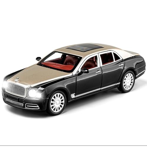 Image of FEXXA 🏎️ Exclusive Alloy Metal Pull Back Die-cast Car Model with Sound Light Mini Auto Toy for Kids Metal Model Toy Car with Sound and Light (1.24 Scale Bently MULSANNE-Golden)