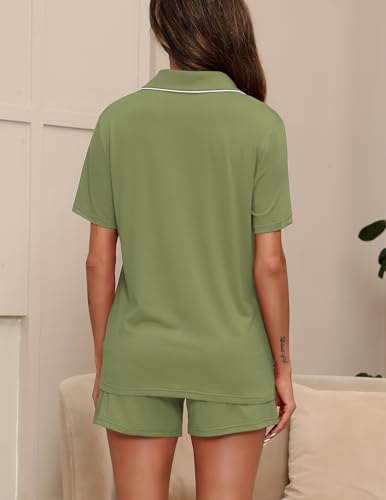 Image of ZMJ Pajamas for Women Set 2 Piece Pj Short Sets Bride Sleepwear Button Up