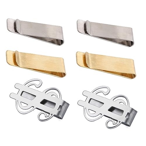 Leadigol 6PCS Stainless Steel Money Clip,Creative Dollar Sign Money Holder Clip Metal Money Clip Portable Clamp Holder