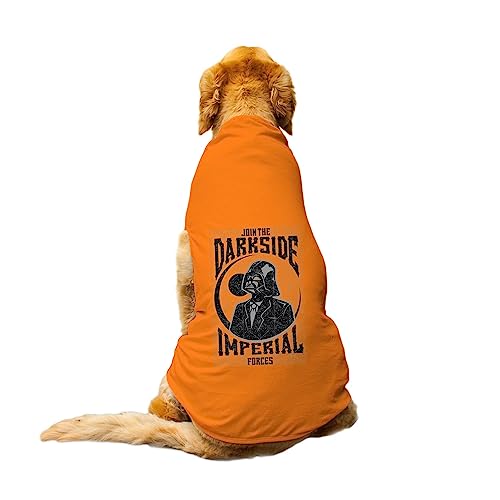 Image of Dog T-Shirt Dark Round Neck Sleeveless Tank /Tee Comfort, Breathable, Lightweight Dog Clothes /Apparel for Small /Medium and Big Dogs Breeds.(Orange /L)