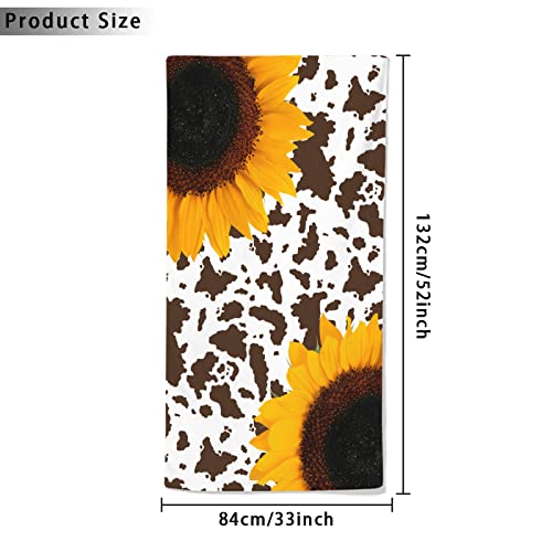 Sunuan Cow And Sunflower Beach Towel Oversized Microfiber Quick Dry Bath Towels Gift Thick Sand Free Beach Towels For Kids Adult Travel Pool Swimming Camping (52"X33") #TOP4