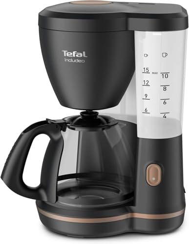 Tefal Includeo Filterkaffeemaschine, extrem einfach zu bedienende Kaffeemaschine, geeignet für Rechts- und Linkshänder, automatische Deckelöffnung, 1,25 l, 10 bis 15 Tassen, CM533811