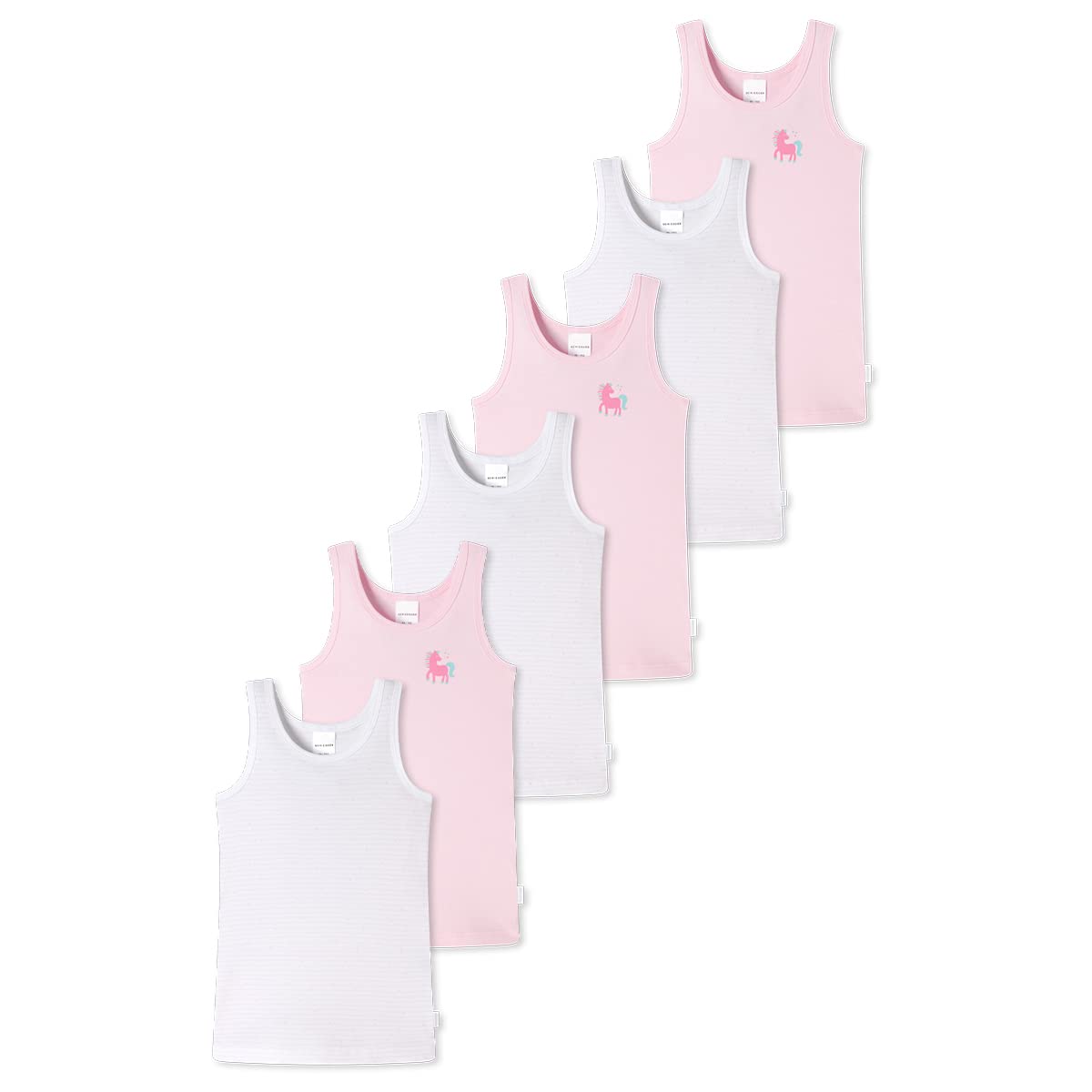Schiesser 6er Spar-Pack Kids Girls - Feinripp Organic Cotton - Unterhemd - Bumwolle