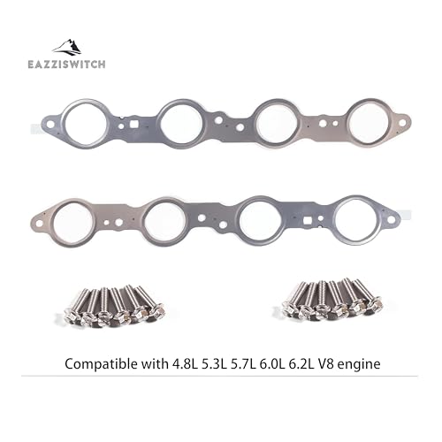 Image of LS Exhaust Manifold Gasket & Bolt Kit:Fits LS 4.8L 5.3L 5.7L 6.0L 6.2L | Replaces 12617944, 12558573, 12600530, 12620947 - Compatible with Silverado, Sierra, Suburban, Yukon, CTS, Escalade