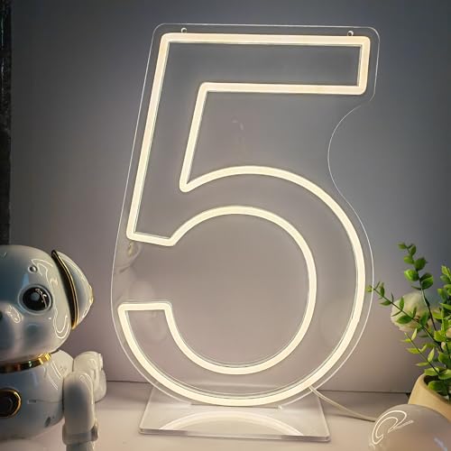 Neon Signs Number 5 Birthdays Decor Neon Lights Party USB