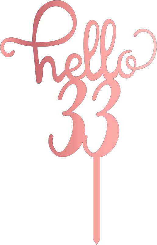The Cutwork Studio Fiber Hello 33 Cake Toppers for Cake Decorations