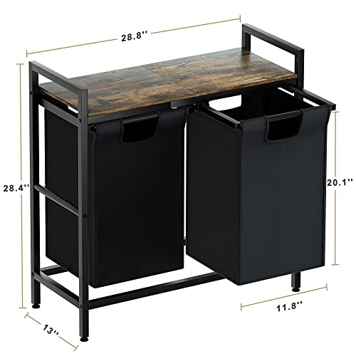 Egepon Laundry Basket, 2 * 11 Gal /42L Divided Laundry Hamper With Removable Liner Bag, Large Capacity Metal Frame Made Laundry Sorter Laundry Room Organization #TOP6