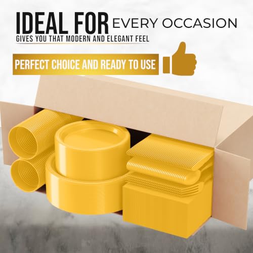 Image of Exquisite 350 Pcs Yellow Plates and Napkins Party Supplies Plate Sets