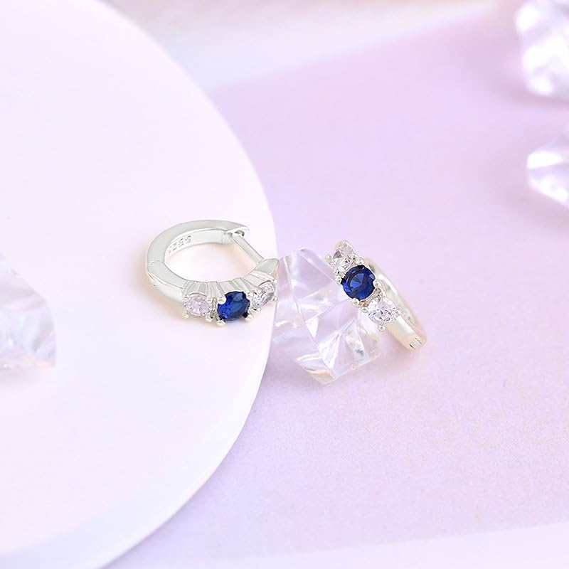 CZ Cuff Huggie Hoop Earrings for Women Silver Post Cubic Zirconia Minimalist Hinged Hoop Jewelry - Image 2