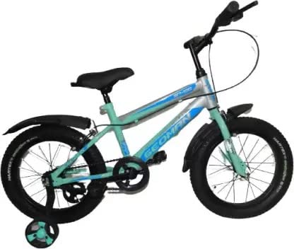 Geoman Tango 16T Single Speed Kids Cycle with Training Wheels Children Sports Bicycle BMX Bike Silver/Green | Ideal for 2-5 Years | Boys, Girls |