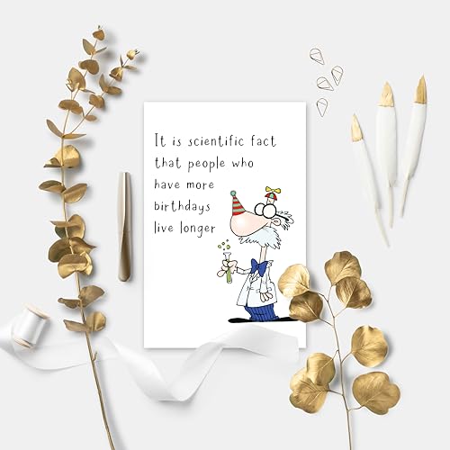 Image of Funny Birthday Card for Old People - 'More Birthdays Live Longer' Humorous Greeting Card for Men Women, Senior Citizen Gifts, Sarcastic Age Jokes for Him Her