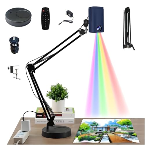 Proyector de dibujo, proyector de arte para trazar dibujos, pintura de trazado, herramienta portátil inteligente de pintura con control remoto y soporte, conectividad WiFi y USB para transferencia de