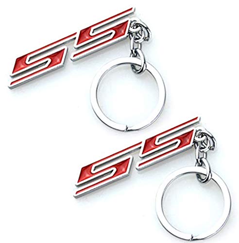 Aimoll 2Pcs Chrome Polished Alloy Metal Super Sport Ss Key Chain Fob Ring Keychain For All Chevrolet Chevy Cars (Red) #TOP30