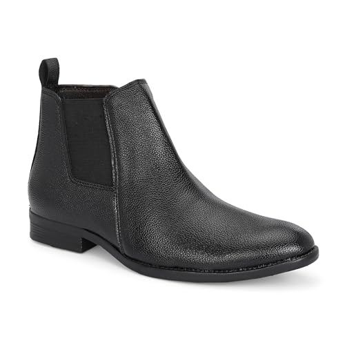 Image of layasa Men Chelsea Comfortable Zip Leather Mid-Top Boots For Men