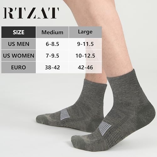 Merino Wool Ankle Socks, Men's Women's 90% Wool Athletic Thin Running Moisture Wicking Socks, 3 Pairs2