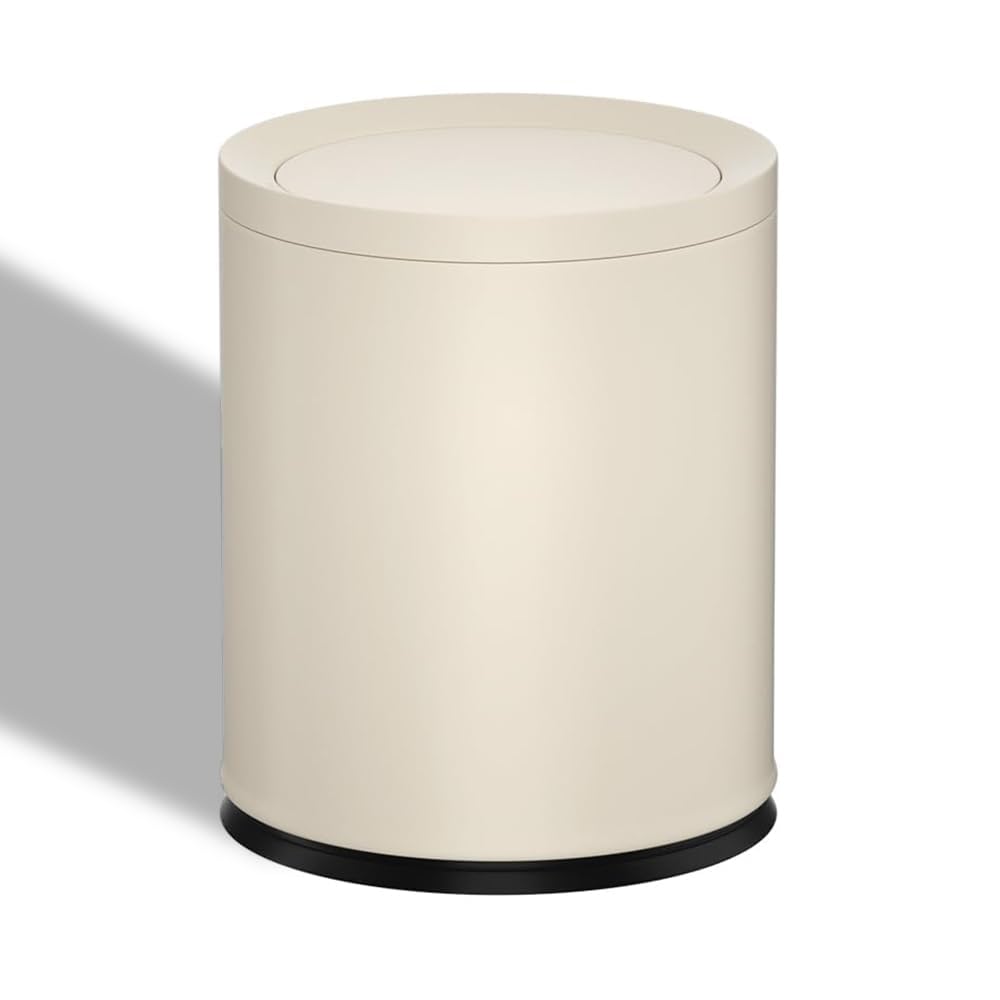 YOJIA 2.6 Gallon/10L Metal Trash Can with Swing Lid, Double Bucket,Round Waste Basket,Black,Modern,Elegant Garbage can,for Bathroom,Living Room,