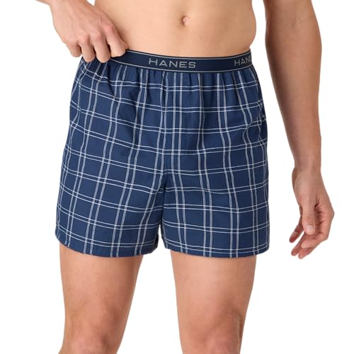 Image of Hanes Men's Underwear Boxers Pack, Cool & Breathable Cotton Underwear, Moisture-Wicking Boxers for Men