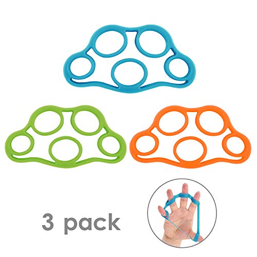 MoKo Finger Stretcher Bands, (3 Pack) Forearm Exerciser Hand Strengthener Finger Extensor Bands for Arthritis Carpal Tunnel Exercise Guitar and Rock Climbing