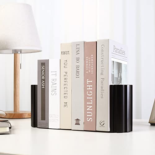 Everbbking Wood Handmade Bookends,Non-Skid Bookend, Decorative Heavy Duty Wood Book End(Black) #TOP2