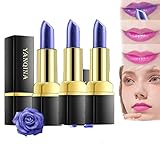 Último diseño de lápiz labial que cambia de color: la última fórmula supremamente cómoda: de acuerdo con su propia temperatura y limpie con toallitas húmedas después de 1 minuto, cambiando el color azul a rosa, brillo brillante, el color duradero no es pegajoso.