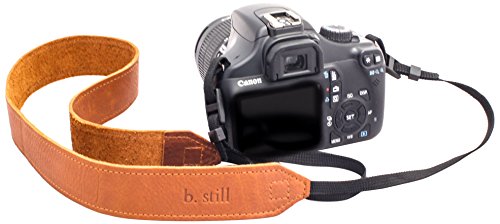 b.still Leather Camera Strap - w/ Nylon Webbing for Film DSLR Leica Canon Nikon Fuji Olympus Lumix Sony + FREE Lens Bag