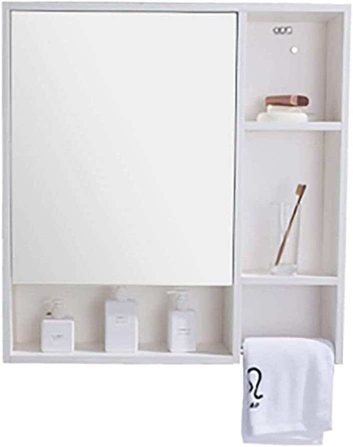 Solid Wood Storage Cabinet Bathroom Mirror Cabinet Wall Mounted Bathroom Mirror Cabinet Comes with 6 Lockers