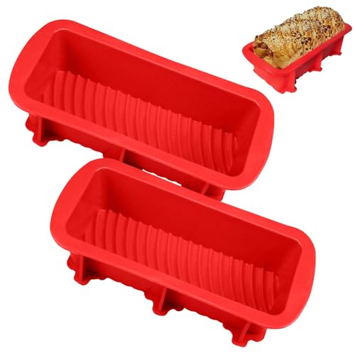 LOHOM 2 moldes para pan, Plumcake de silicona, molde en caja, bandeja para tostadas de silicona, rectangular, antiadherente, para tartas, pastelería DIY