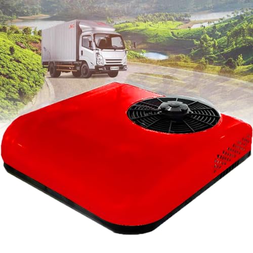 Aire Acondicionado De Techo Para Autocaravana, Aire Acondicionado Split Con Cabina Mini Actruck Todo En Uno CalefaccióN/RefrigeracióN De Alta Eficiencia Bajo Nivel De Ruido FáCil De Instalar,Red-12V