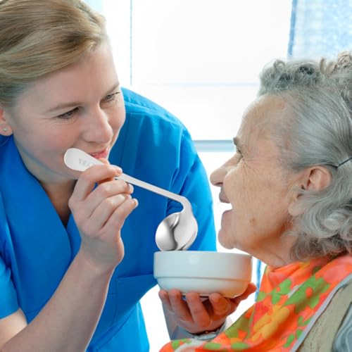 Healeved Abgewinkelter Löffel Für Senioren Ergonomisches Fütterungsutensil Mit Gebogenem Griff Ideal Für Eingeschränkte Handmotorik Und Patienten 17.0X3.8X2.0Cm