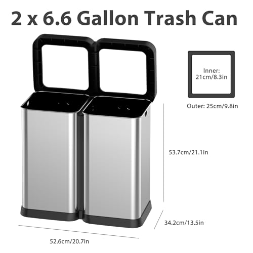 Caneca de basura dual abierta 50L acero inoxidable miniatura 6