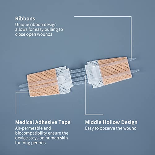 Seabird Emergency Wound Closure Device, Zip Wound Closure Strips, Bandages Kit Pack Of 6, Painless Laceration Repair, Without Stitches, Adhesive Bandages For Wound Care & First Aid, Beige #TOP1