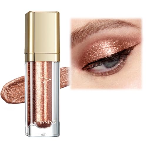 Metallic Liquid Glitter Eyeshadow & Waterproof Eyeliner Pen - Long-Lasting, Matte Shimmer, Highly Pigmented, Sparkly, & Easy to Blend - Rose Gold