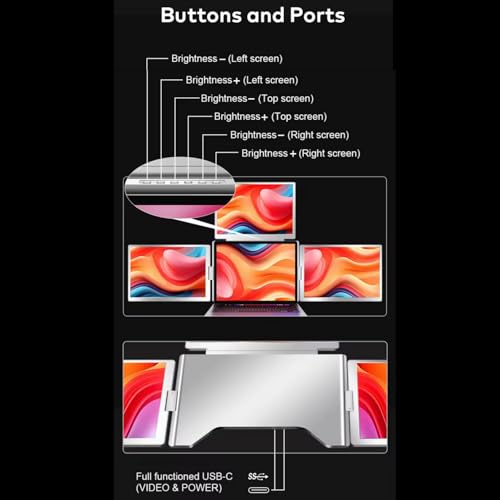 Image of TUTT 14 inch Triple Portable Monitor | Single Cable Setup 16:10 Ratio | Laptop Quad Screen Extender | S780 | 90-Minute Tech Support