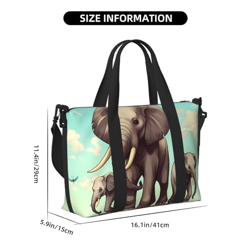 Travel Duffel Bag for Men Gym Bag, Elephants Luggage Bag with Shoulder Strap, Large Gym Tote Bag for Women, Weekender Overnight Bag, Foldable Carry on Bag for Airplane3