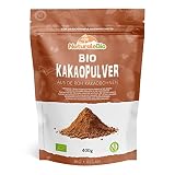 Kakao Pulver Bio 400 g. Organic Cacao Powder. Natürlich, rein aus rohen Kakaobohnen. Produziert in Peru aus der Theobroma Cocoa Pflanze. Magnesium- und Phosphor-Quelle. NaturaleBio.