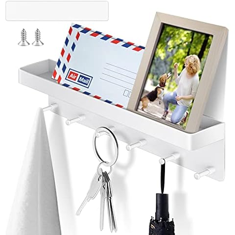 BURGEON Colgador Llaves, Cuelga porta llaves Montaje en Pared, Organizador de Llaves con Estante sin Clavos Cover