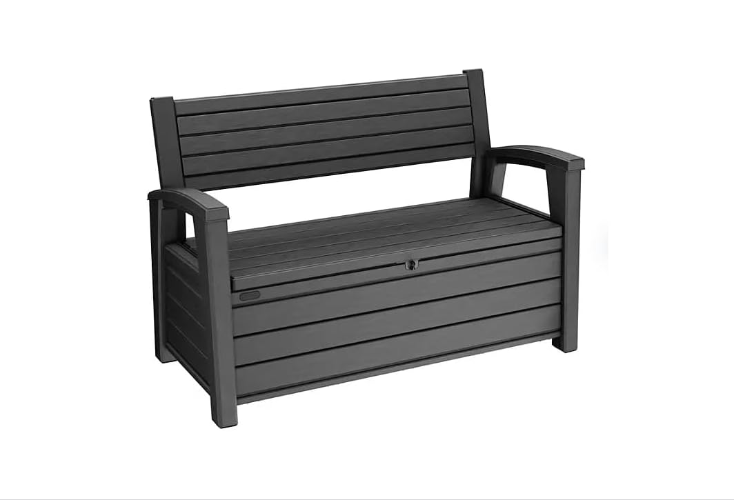 Amazon.com: Outdoor Hudson Plastic Storage Bench, Graphite Gray