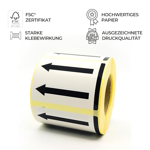 MD Labels Warnetiketten auf Rolle -50x70mm 500St. Doppelpfeile - Seite nach oben- This way up- Pfeile Symbol- nutzbar für Versand