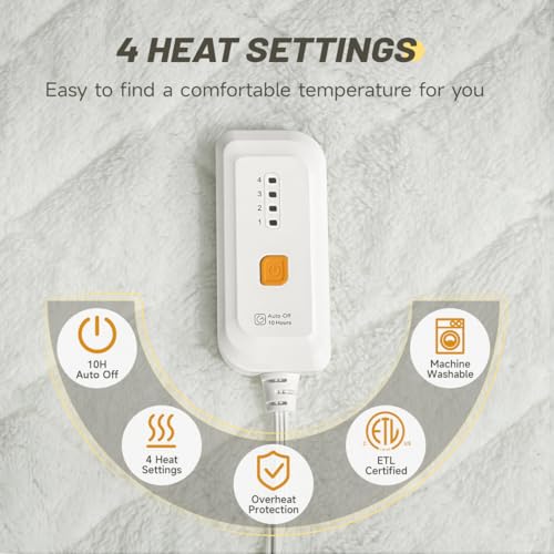 Heated Mattress Pad King Size Dual Control- Bed Warmer Electric Mattress Cover with 4 Heat Settings& 10 Hour Auto Off,78’’x80’’-Fit Up to 15 Inch,ETL Certified,Machine Washable by HOMISPRITE - Image 2
