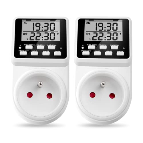 NOVKIT Prise Programmable numérique et programmateur Prise Electrique à Cycle Alternatif et répétitif Prise Minuteur Compte à rebours Cover