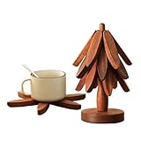 Yonuaret Dessous-De-Plat en Bois en Forme d'arbre - sous-Verre Décoratif en Sapin De Noël Résistant À La Chaleur en Bois,Protection Décorative Anti-Chaleur Plats,pour Maison Cuisine Restaurant Bol