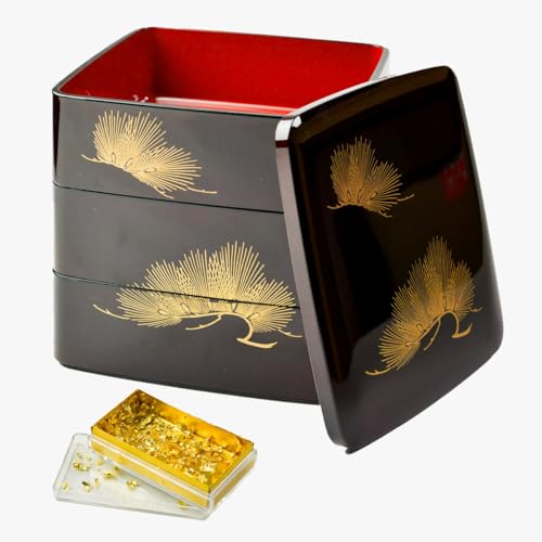 伝統本舗 重箱 松 6寸 金沢金箔付き 2点セット おせち ハレの日 お弁当 お正月 三段重 遠足 運動会 正月 おせち プレゼント お祝い お返し お礼 令和 自宅 家庭 イベント 日本製 おしゃれ かわいい 可愛い 人気 den0383
