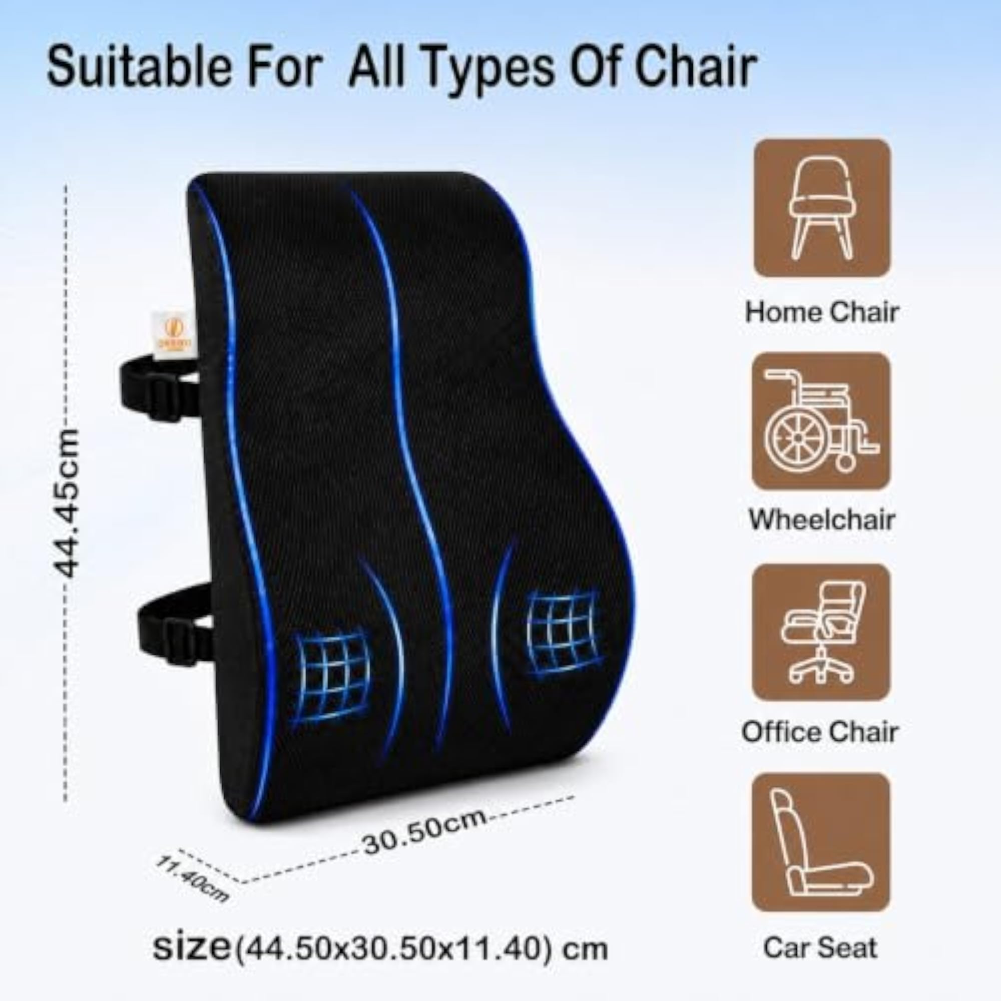 Orthopedic Lumbar Support Pillow, Back Support for Office Chair