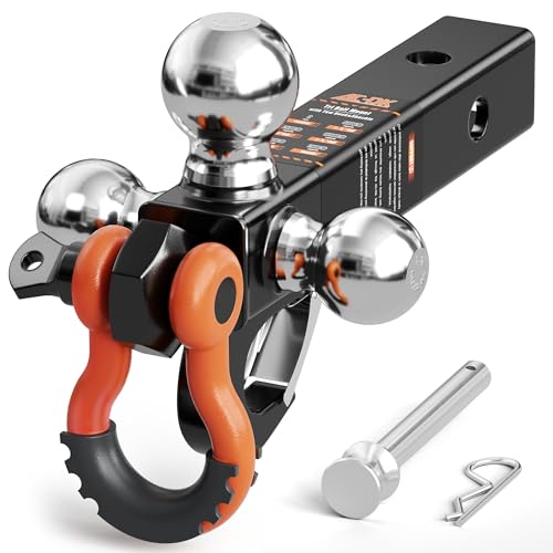 AC-DK Tri Ball Mount Trailer Hitch with Pin,Tow Hook & Clevis Shackle, Fits 2 inch Receiver with 2-5/16", 2", 1-7/8" Hitch Ball, Black by AC-DK - Used condition - US$37.85
