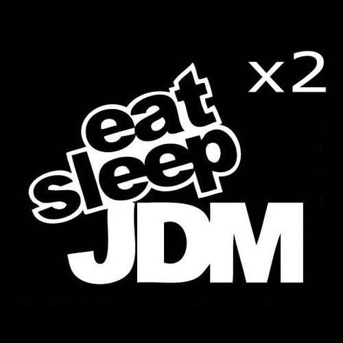 [ST25] 2 Piece Eat Sleep JDM Import Drift Tuner Vinyl Stickers WHITE