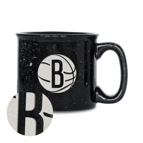 Rico Industries NBA Basketball Brooklyn Nets 12oz Laser Engraved Campfire Mug