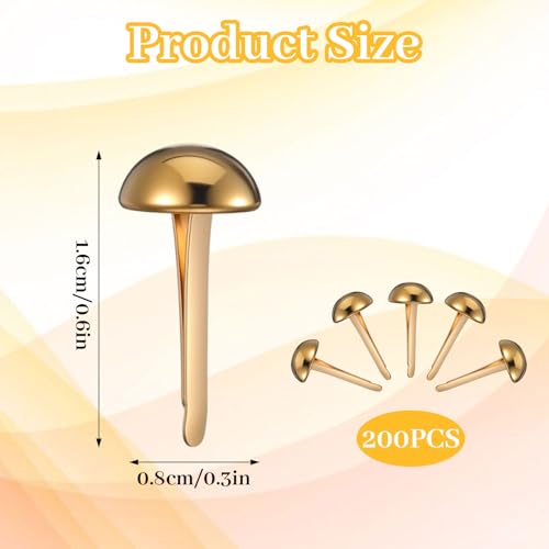 WJIAAA 200 Stück Musterbeutelklammern, Goldene Musterklammern, Metall Rundkopfklammern Mini Reißzwecken Für Basteln, Scrapbooking, Büro, Schule Und DIY Kunstzubehör(Gold)